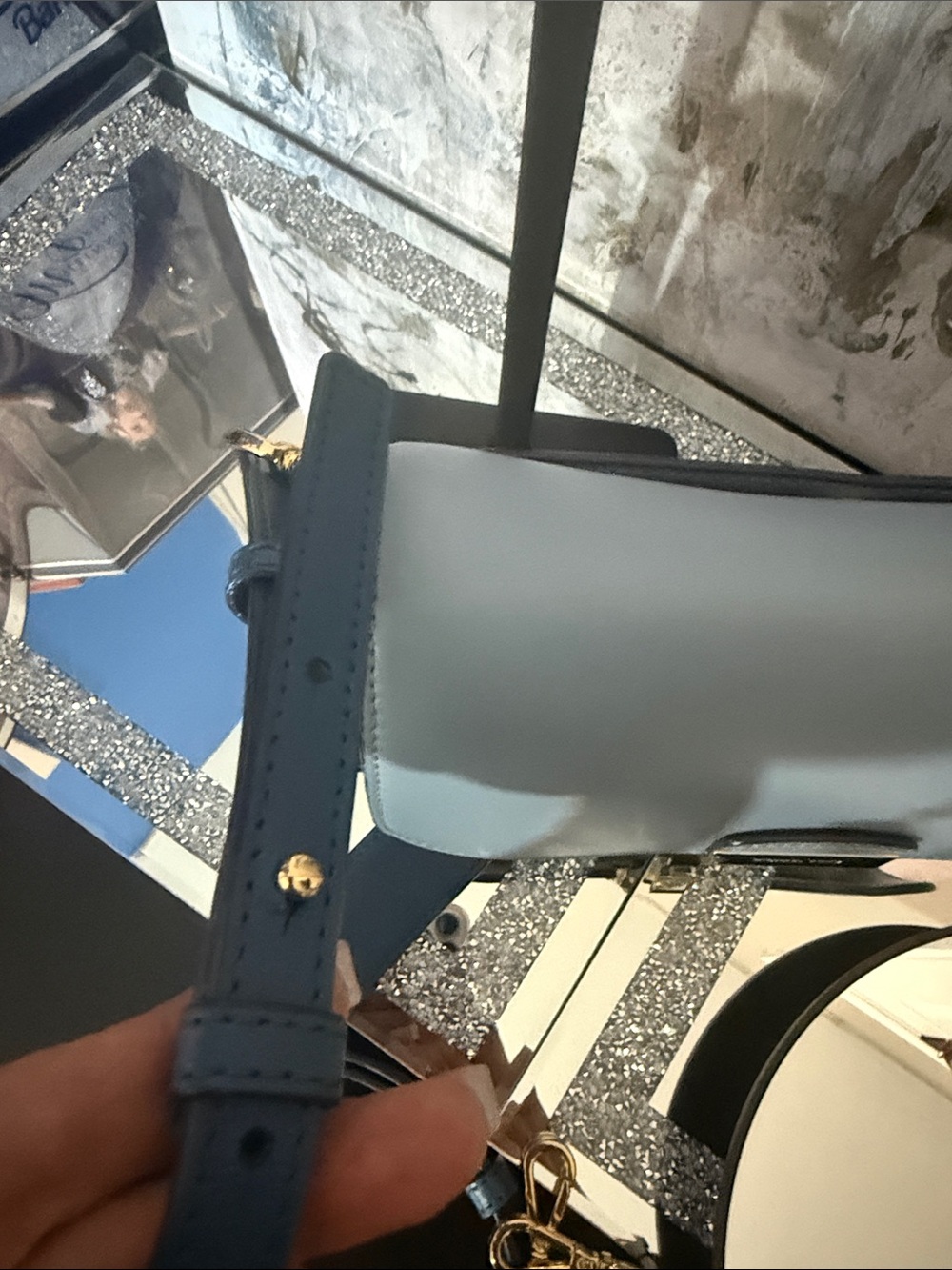 Michael Kors Light Blue, Navy & White Leather Crossbody (2 detachable straps) - Picture 13 of 13